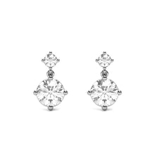 Womens | Dangle Drop Earrings | 14K White Gold | 2.25 CTW Round Cut Lab Grown Diamond | J-K-I1-I2