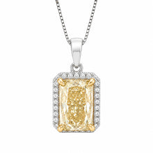 Womens | Halo Solitaire Pendant Necklace | 14K Two Tone Gold | 6 CTW Radiant Cut Lab Grown Diamond | Yellow-VS1
