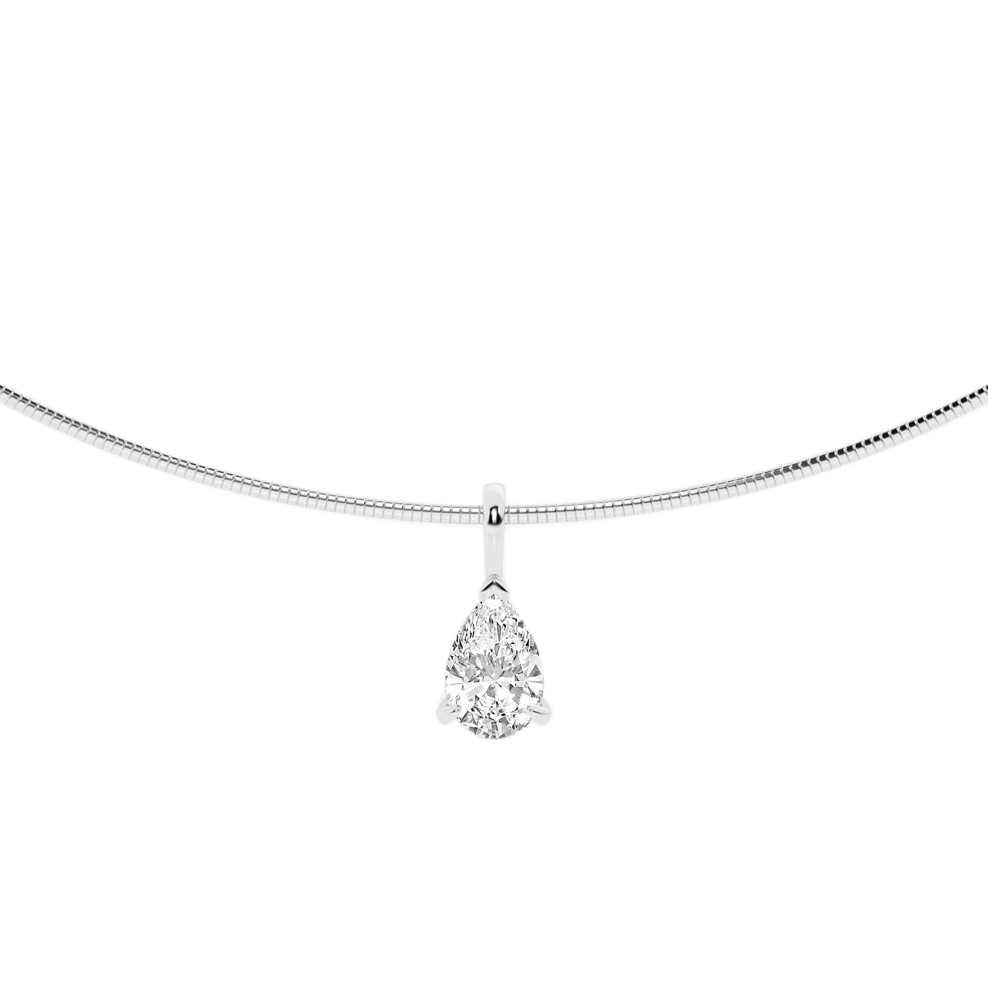 Womens | Solitaire Pendant Necklace | 14K White Gold | 2 CTW Pear Cut Lab Grown Diamond | G-SI1