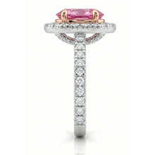 Womens | Halo Engagement Ring | 14K Two Tone Gold | 2.45 CTW Oval Cut Lab Grown Diamond | Pink-VS1
