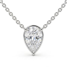 Womens | Solitaire Pendant Necklace | 14K White Gold | 0.7 CTW Pear Cut Lab Grown Diamond | F-VS
