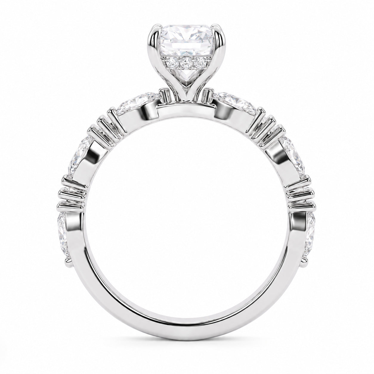 Womens | Halo Engagement Ring | 14K White Gold | 2.75 CTW Radiant Cut Lab Grown Diamond | G-SI