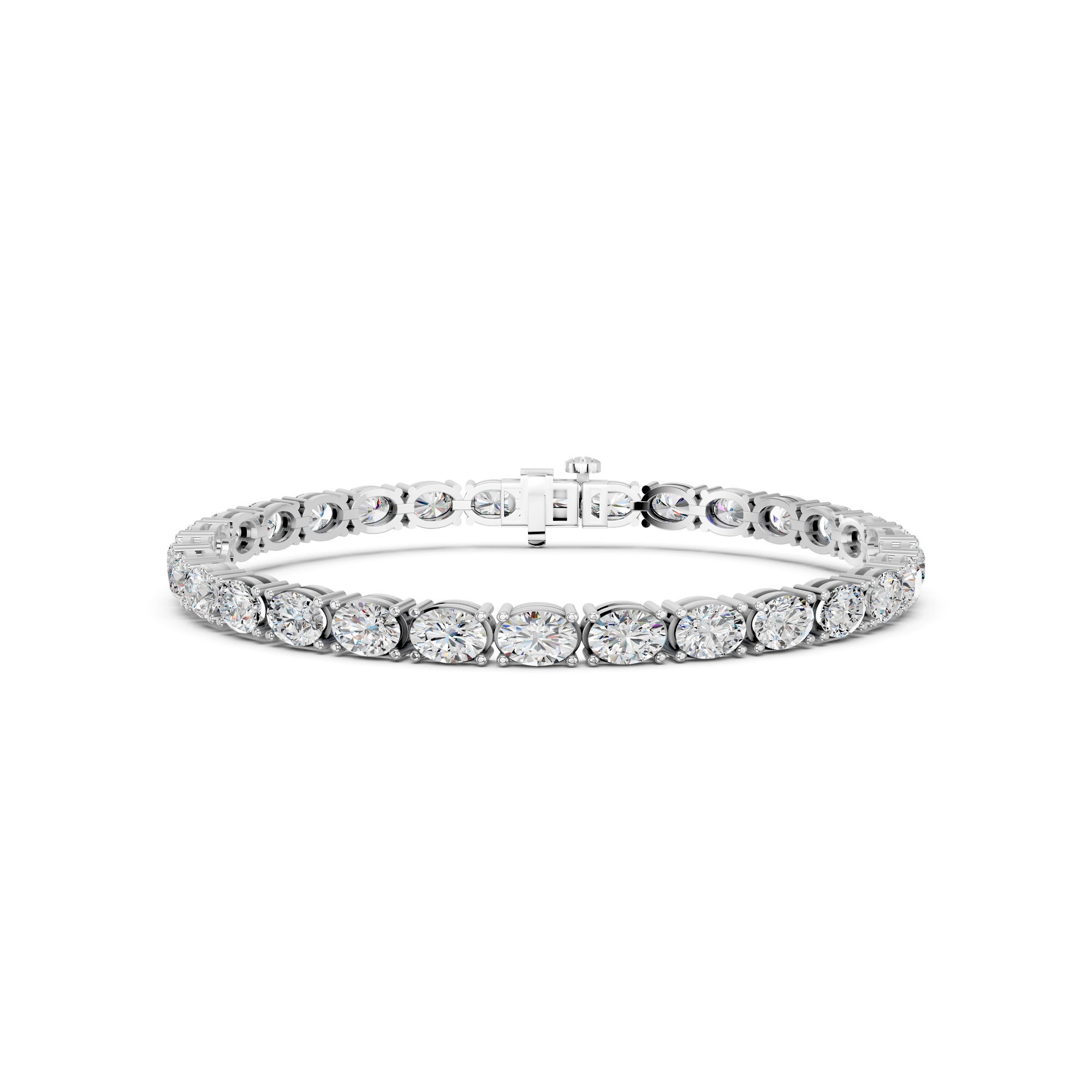 Womens | Tennis Bracelet | 14K White Gold | 10 CTW Oval Cut Lab Grown Diamond | F-VS2
