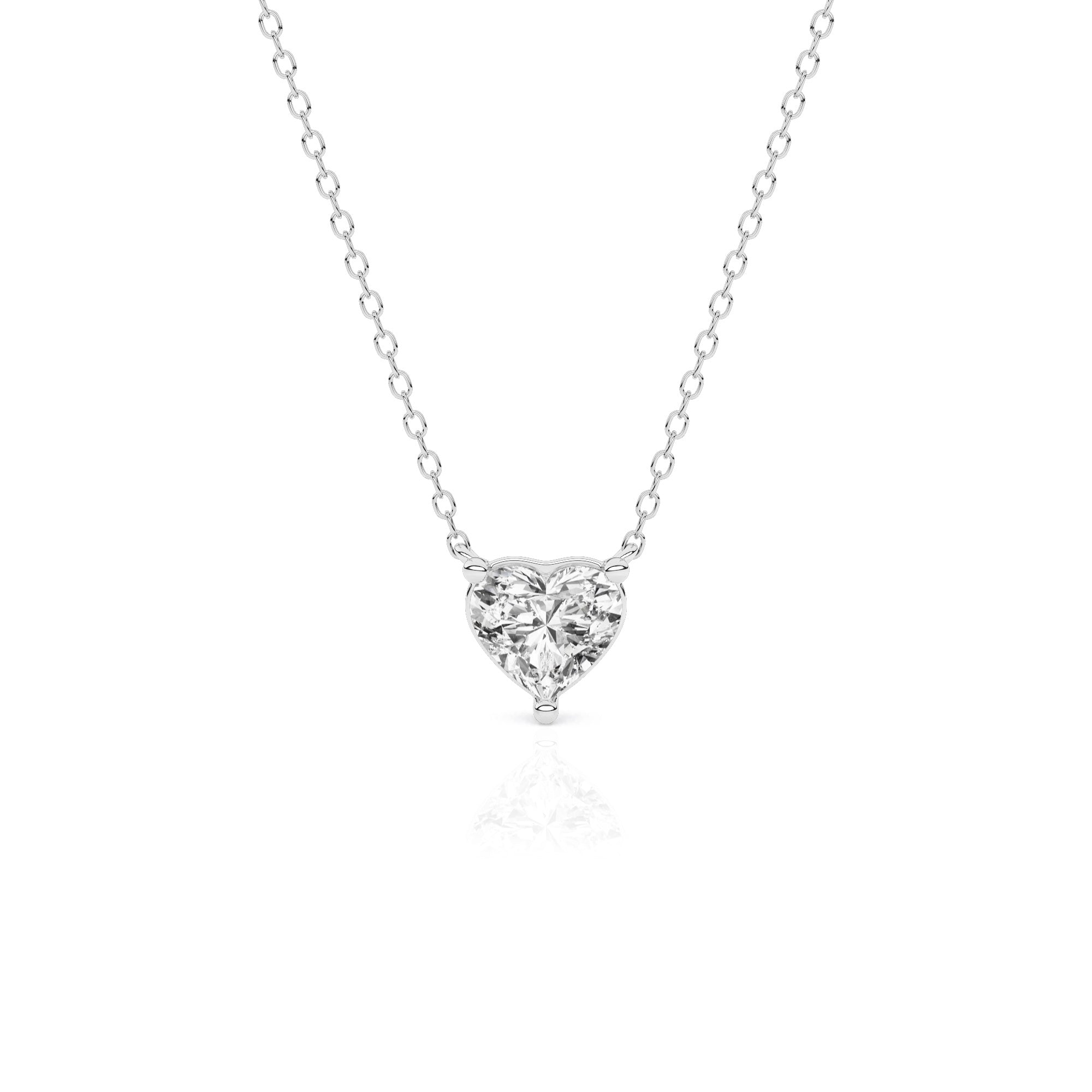 Womens | Pendant Necklace | 14K White Gold | 1.25 CTW Heart Shape Lab Grown Diamond | G-VS-SI1