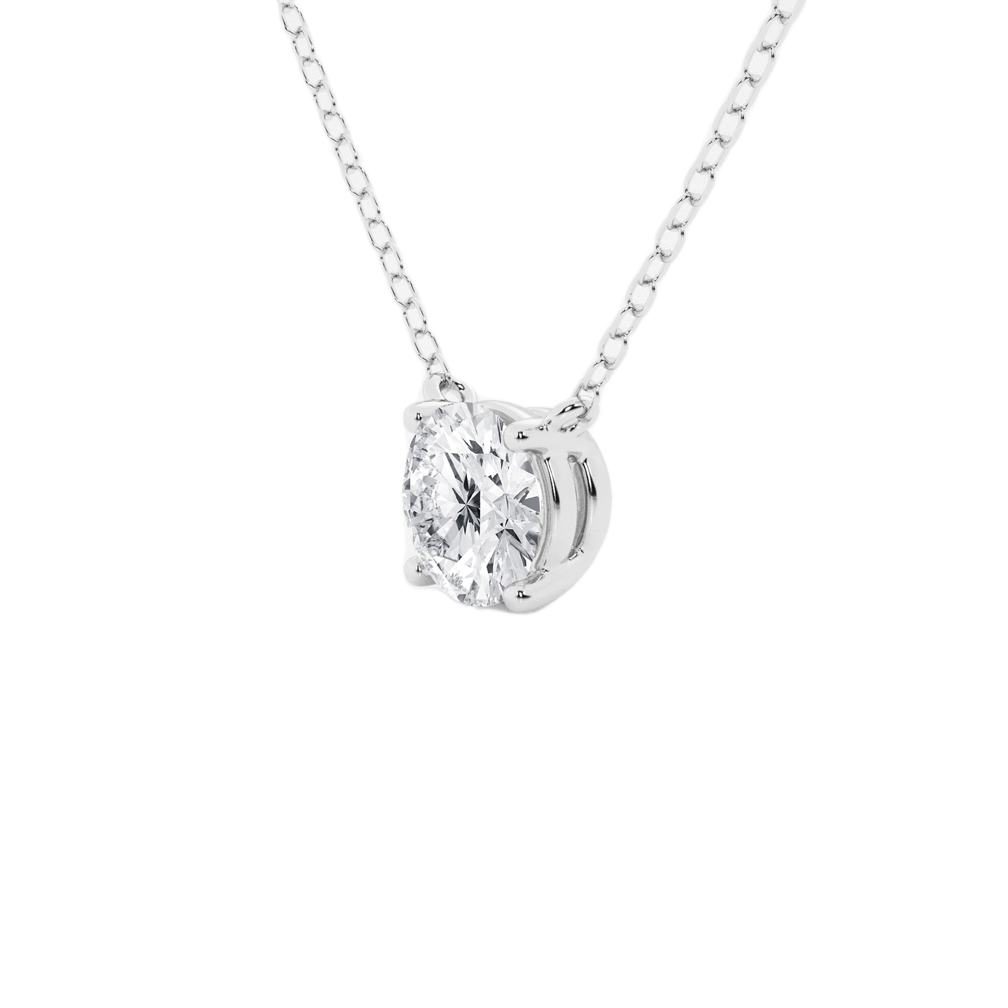 Womens | Solitaire Pendant Necklace | 14K White Gold | 1 CTW Round Cut Lab Grown Diamond | F-VS2