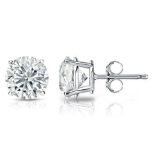 Womens | Stud Earrings | 14K White Gold | 3 CTW Round Cut Lab Grown Diamond | H-SI