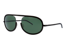 Mens | Loo-K Oval Sunglasses | Green Lens | Black