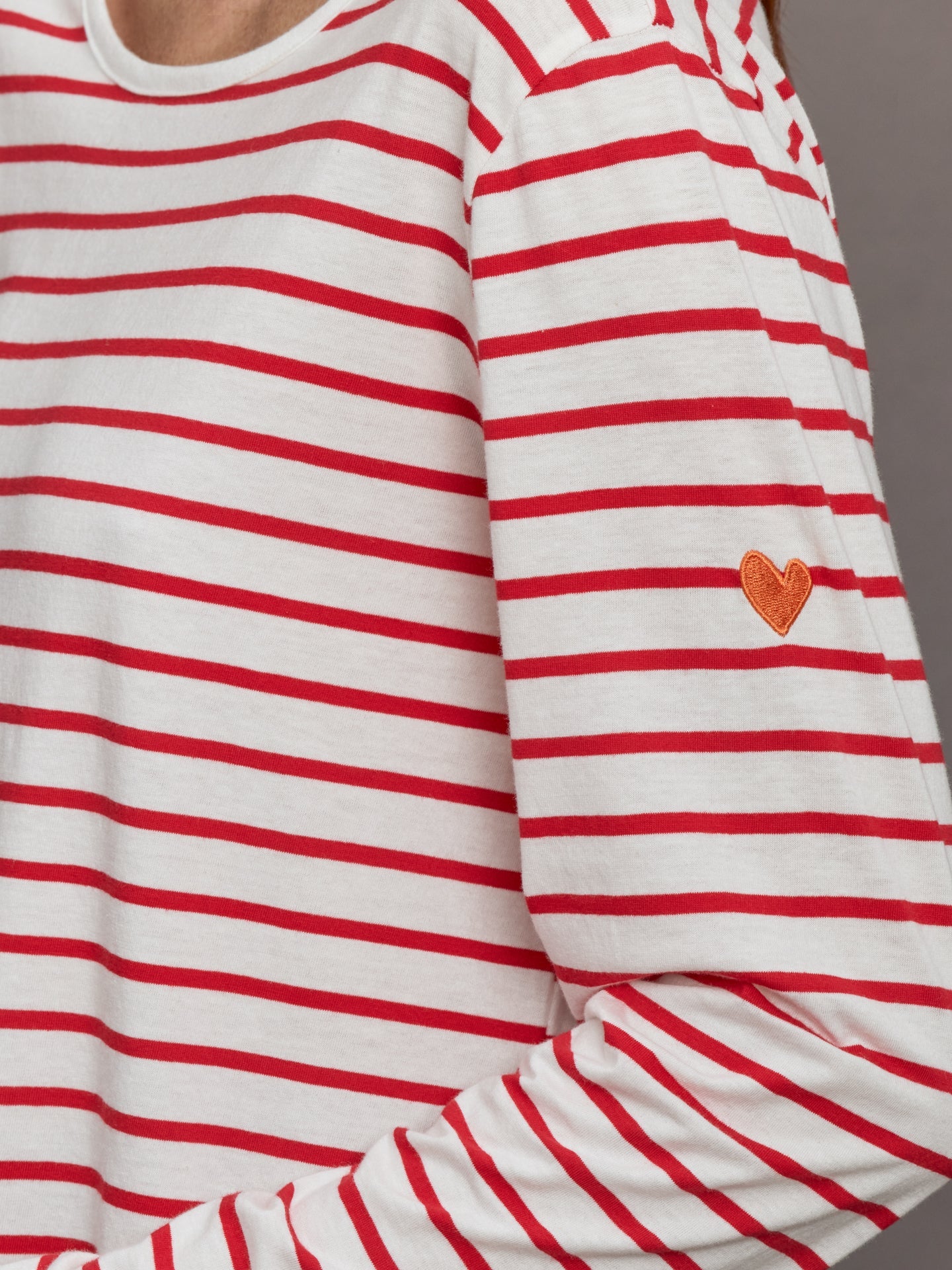 Long Sleeve Striped Tee | White/Red