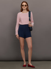 Long Sleeve Striped Tee | White/Red