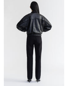 Kelly | Leather Bomber Jacket | Black