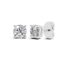 Womens | 1.00 CT Round Cut Lab Grown Diamond | Solitaire Stud | 14K White Gold | J-K-I1/I2