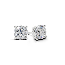 Womens | 1.00 CT Round Cut Lab Grown Diamond | Solitaire Stud | 14K White Gold | J-K-I1/I2