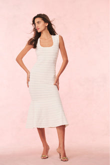 Leigh Pointelle Knit Midi Dress | Ivory
