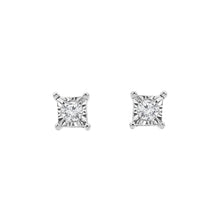 Womens | 0.10 CT Round Cut Lab Grown Diamond | Solitaire Stud | Sterling Silver | I-J-I1
