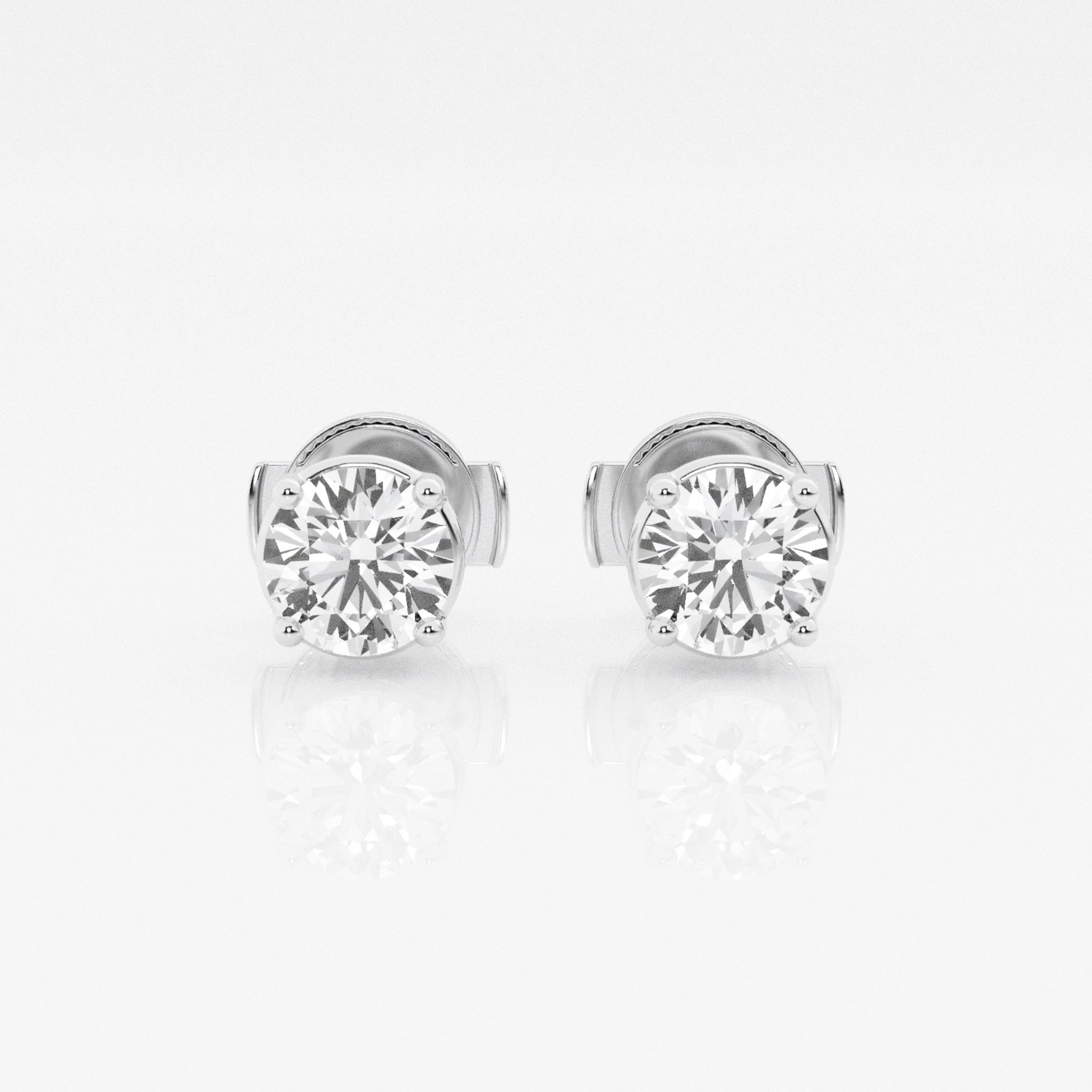 Womens | 1.00 CT Round Cut Lab Grown Diamond | Solitaire Stud | 14K White Gold | G-SI