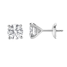 Womens | 2.00 CT Round Cut Lab Grown Diamond | Solitaire Stud | 14K White Gold | G-SI