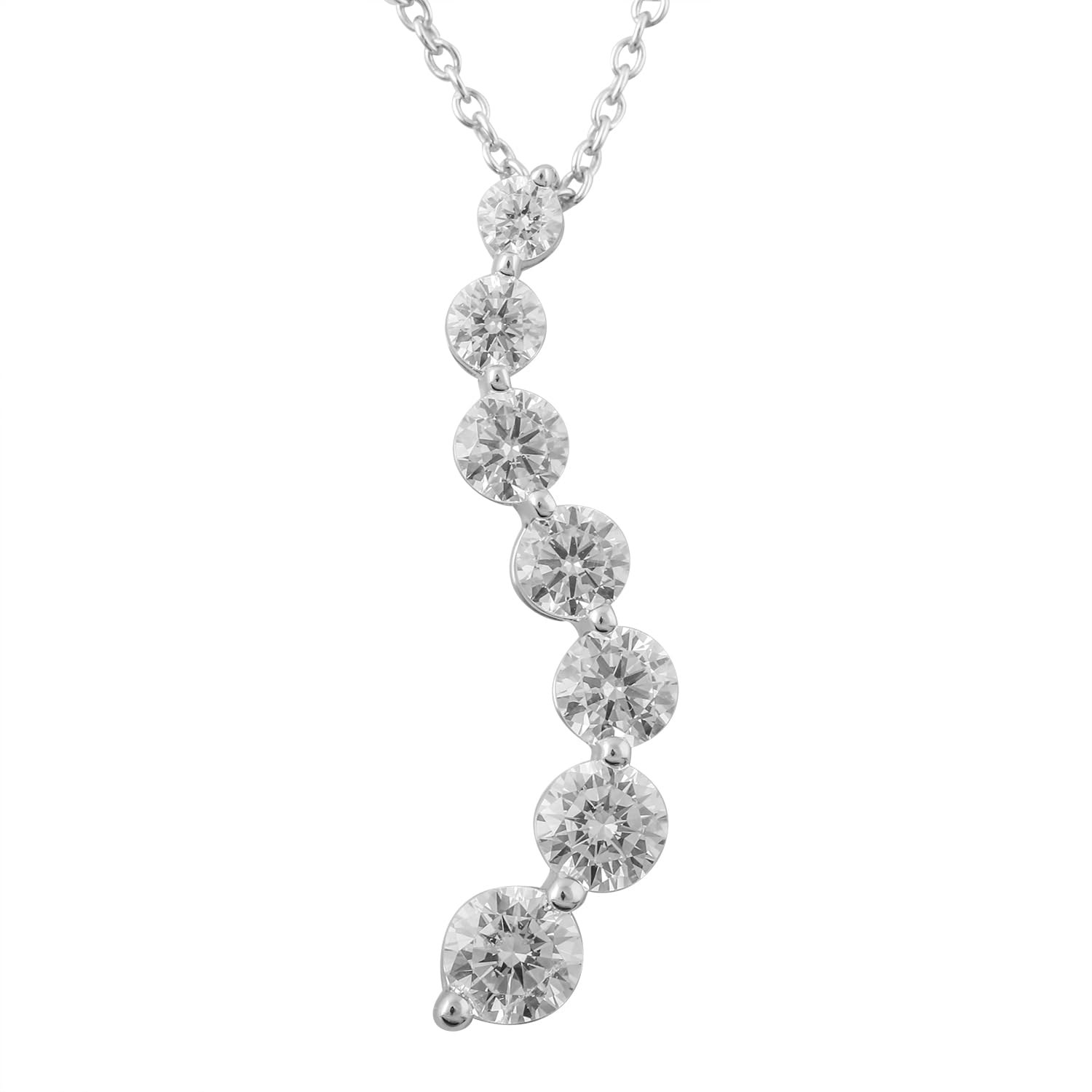 Womens | 1.00 CT Round Cut Lab Grown Accent Diamond | Necklace | Sterling Silver | J-K-I1/I2