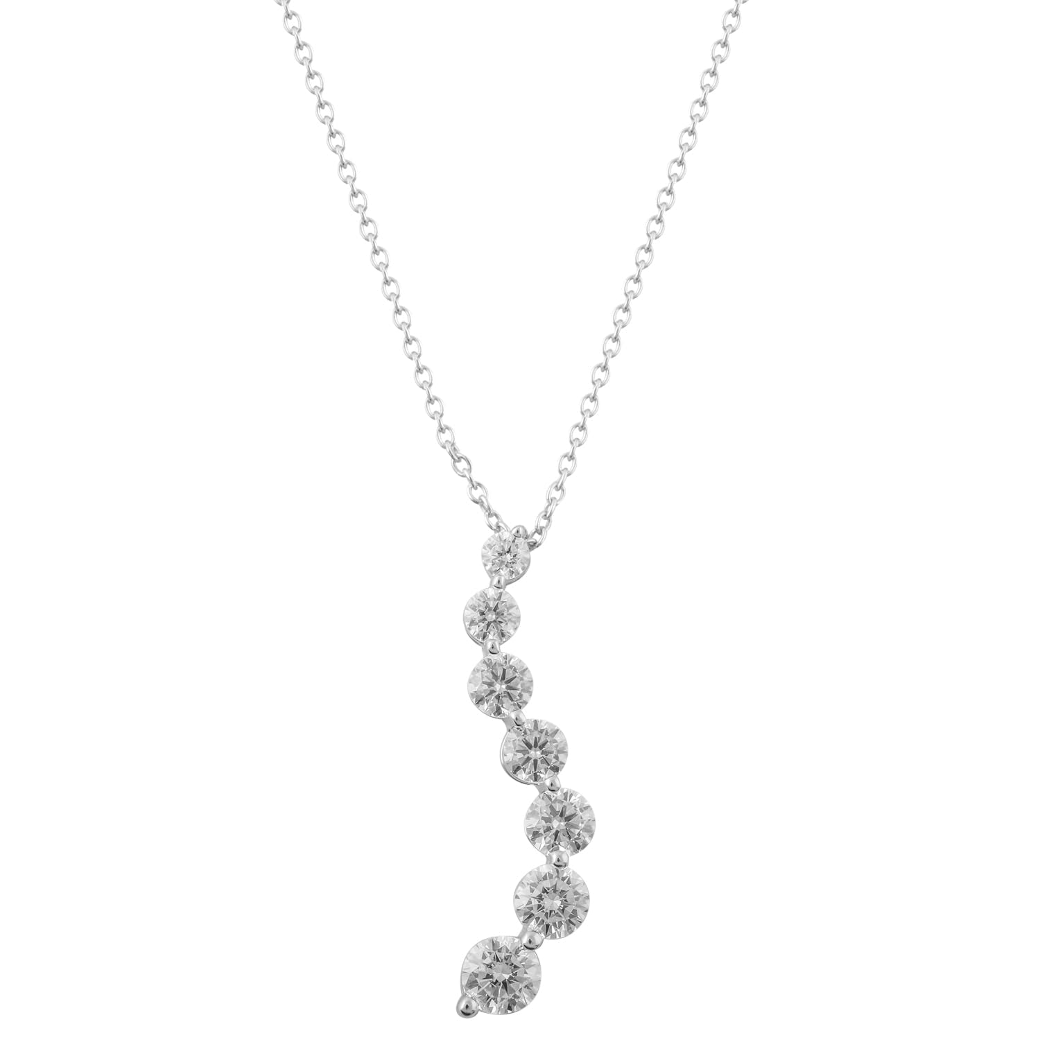 Womens | 1.00 CT Round Cut Lab Grown Accent Diamond | Necklace | Sterling Silver | J-K-I1/I2