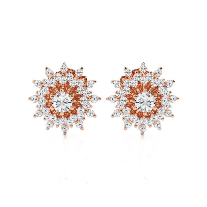 1.00 CT Round Natural Diamond | Studs Earrings | 14K Rose Gold | G Color | SI3-I1 Clarity