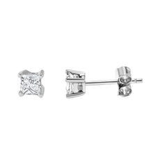 Womens | 0.50 CT  Princess Cut Lab Grown Diamond | Solitaire Stud | 14K White Gold | F-VS2