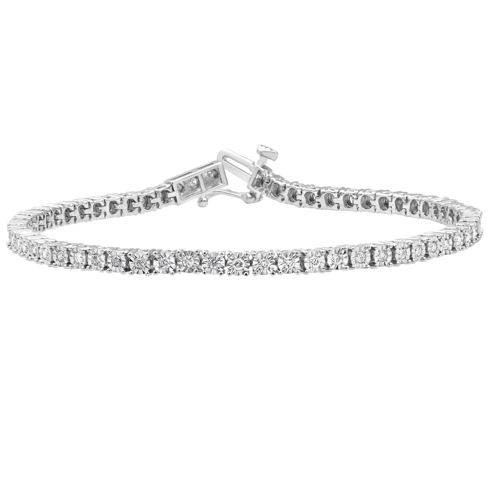 Womens | 0.75 CT Round Cut Lab Grown Accent Diamond | Small Tennis Bracelet | Sterling Silver | I-I1