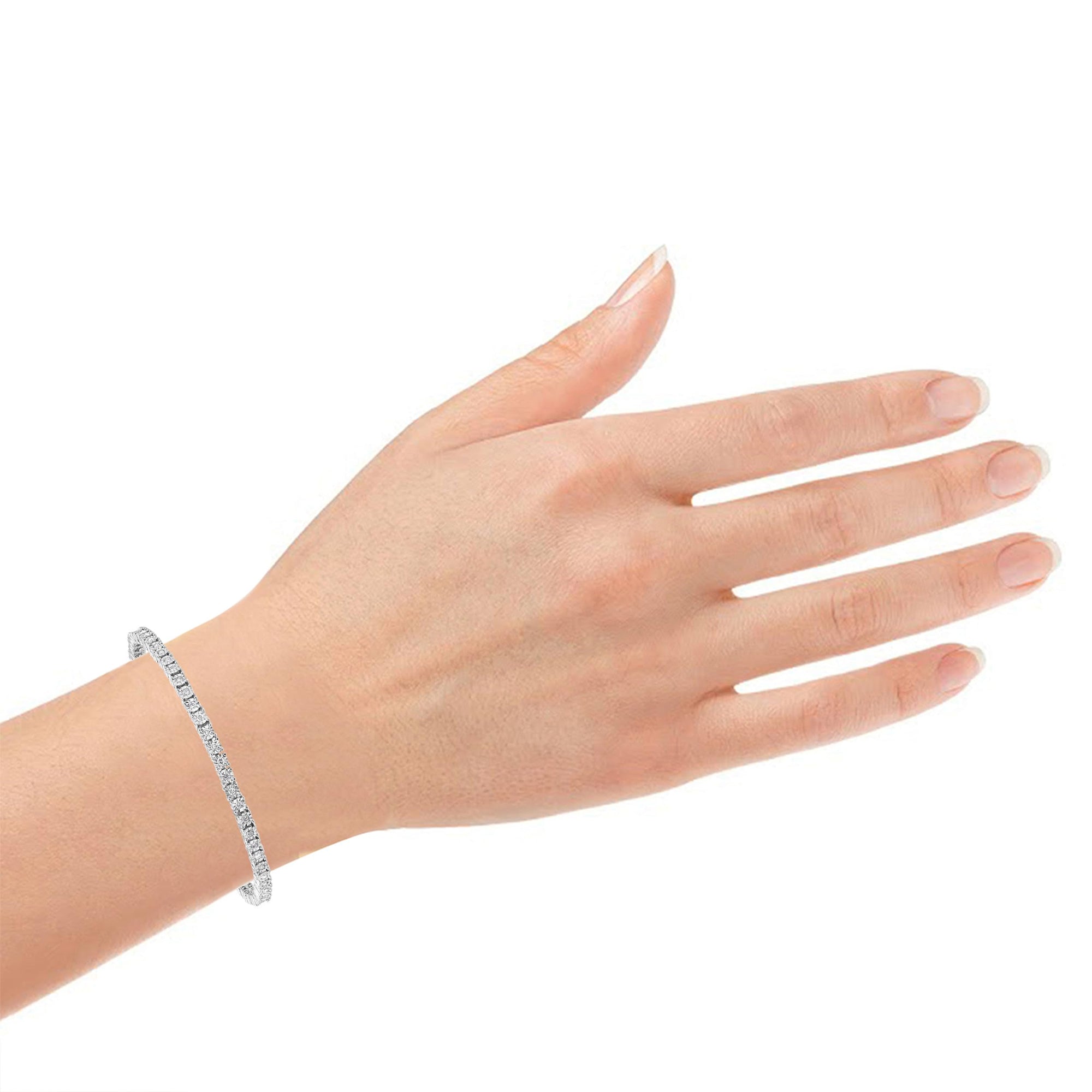 Womens | 0.75 CT Round Cut Lab Grown Accent Diamond | Small Tennis Bracelet | Sterling Silver | I-I1