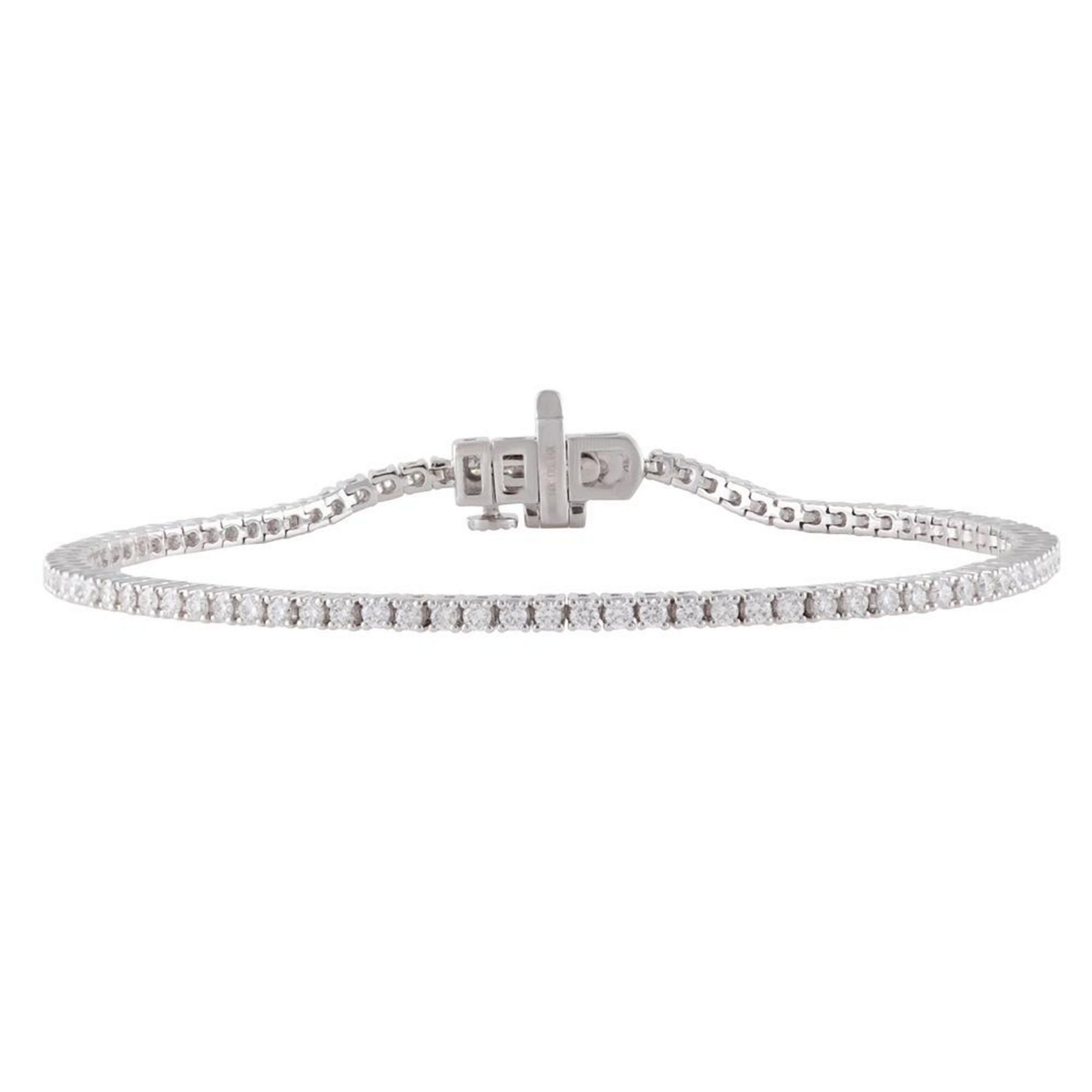 1.50 CT Round Lab-Grown Diamond | Tennis Bracelet | 14K White Gold | F Color | VS Clarity