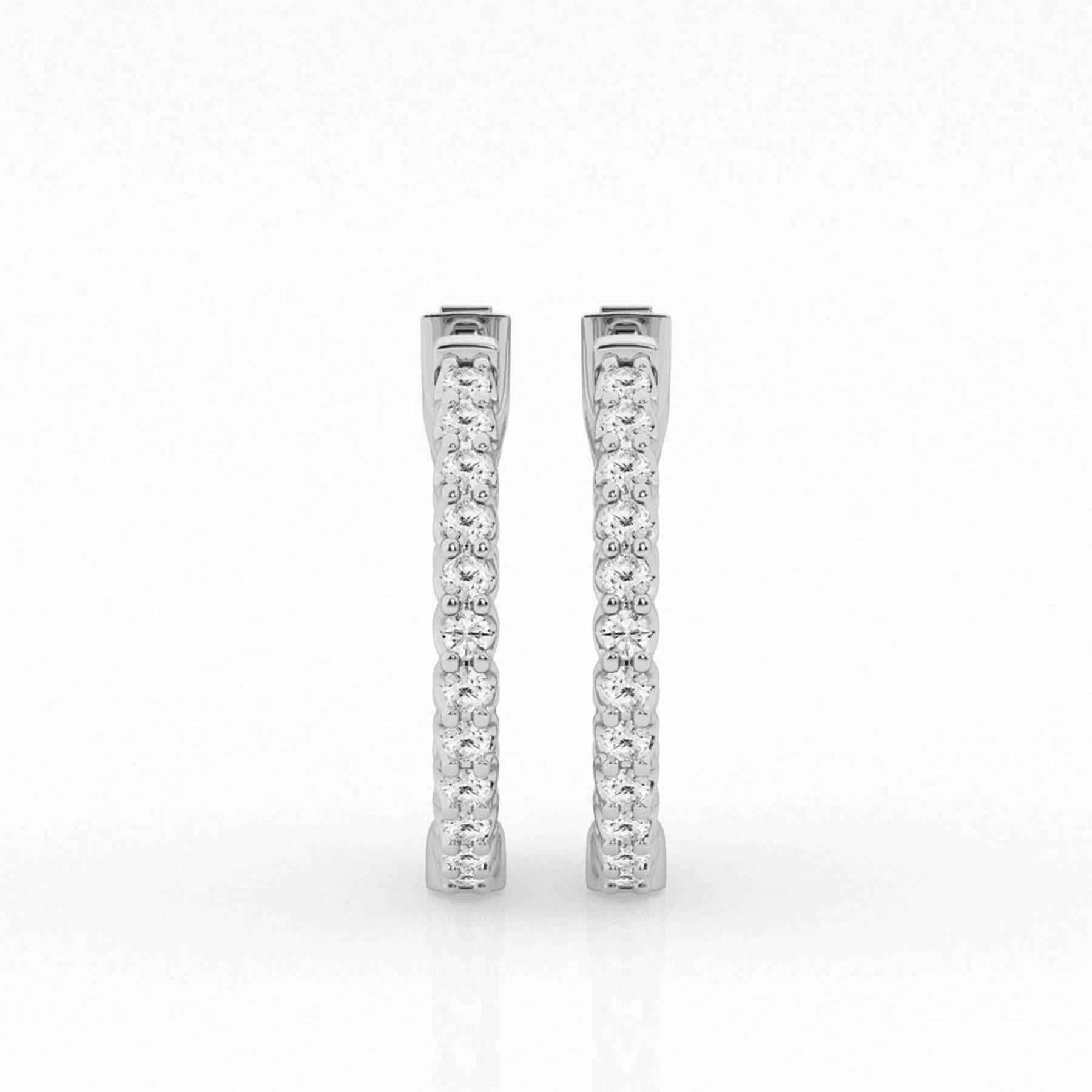 4.00 CT Round Lab-Grown Diamond | Hoop Earrings | 14K White Gold | F Color | VS Clarity