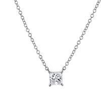 Womens | 0.50 CT  Princess Cut Lab Grown Diamond | Solitaire Pendant Necklace | 14K White Gold | I-J-SI