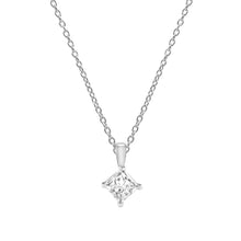 Womens | 0.33 CT  Princess Cut Lab Grown Diamond | Solitaire Pendant Necklace | 14K White Gold | G-VS1