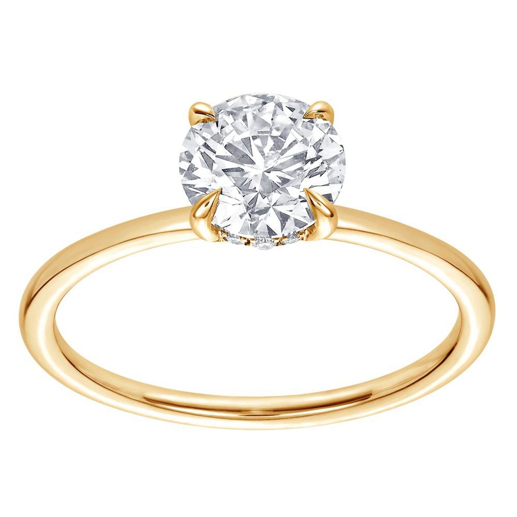 1.00 CT Round Lab-Grown Diamond | Solitaire Ring | 14K Yellow Gold | G Color | VS Clarity