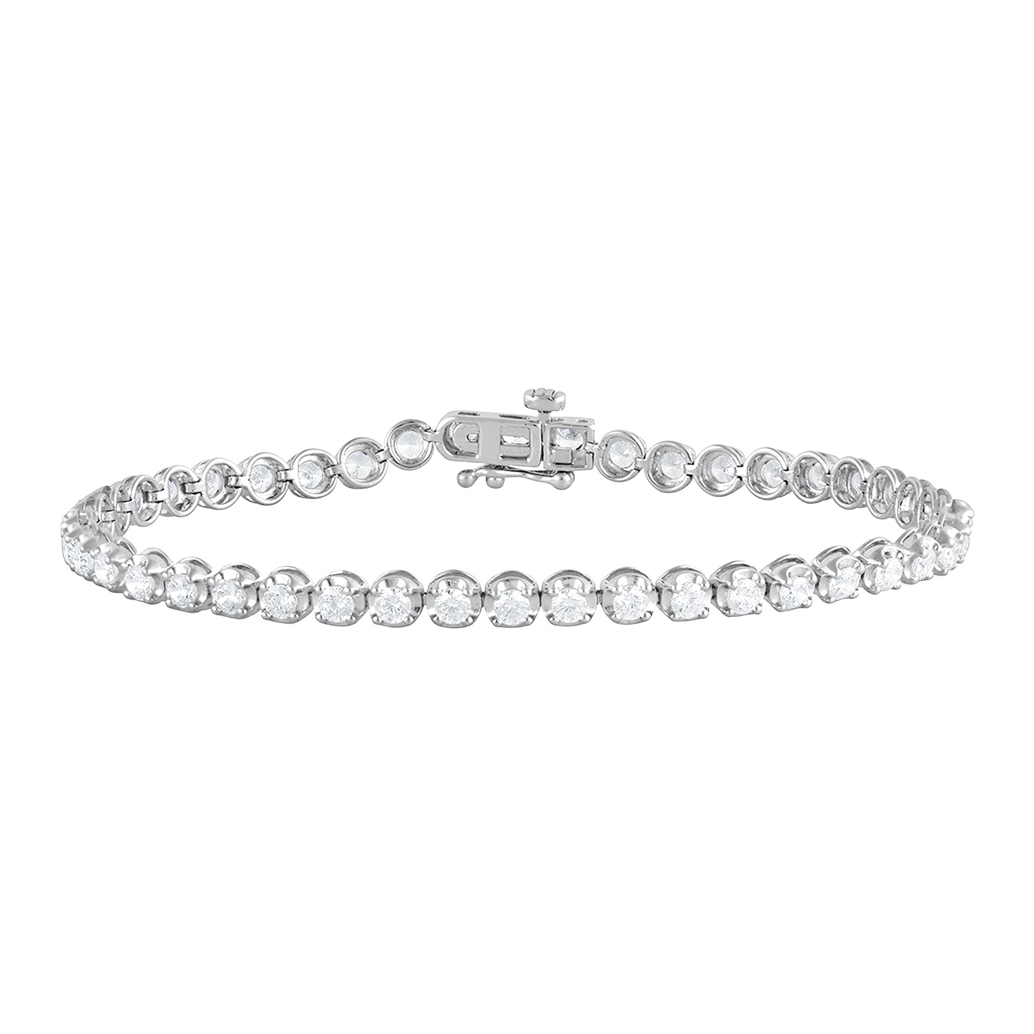 Womens | 3.00 CT Round Cut Lab Grown Accent Diamond | Tennis Bracelet - II | Sterling Silver | I-I1