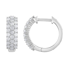 Womens | 1.00 CT Round Cut Lab Grown Diamond | Cluster Hoop | Sterling Silver | G-SI
