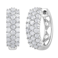 Womens | 1.00 CT Round Cut Lab Grown Diamond | Cluster Hoop | Sterling Silver | G-SI