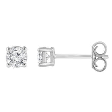 Womens | 0.50 CT Round Cut Lab Grown Diamond | Solitaire Stud | 10K White Gold | H-I-SI3/I1