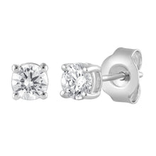 Womens | 0.50 CT Round Cut Lab Grown Diamond | Solitaire Stud | 10K White Gold | H-I-SI3/I1