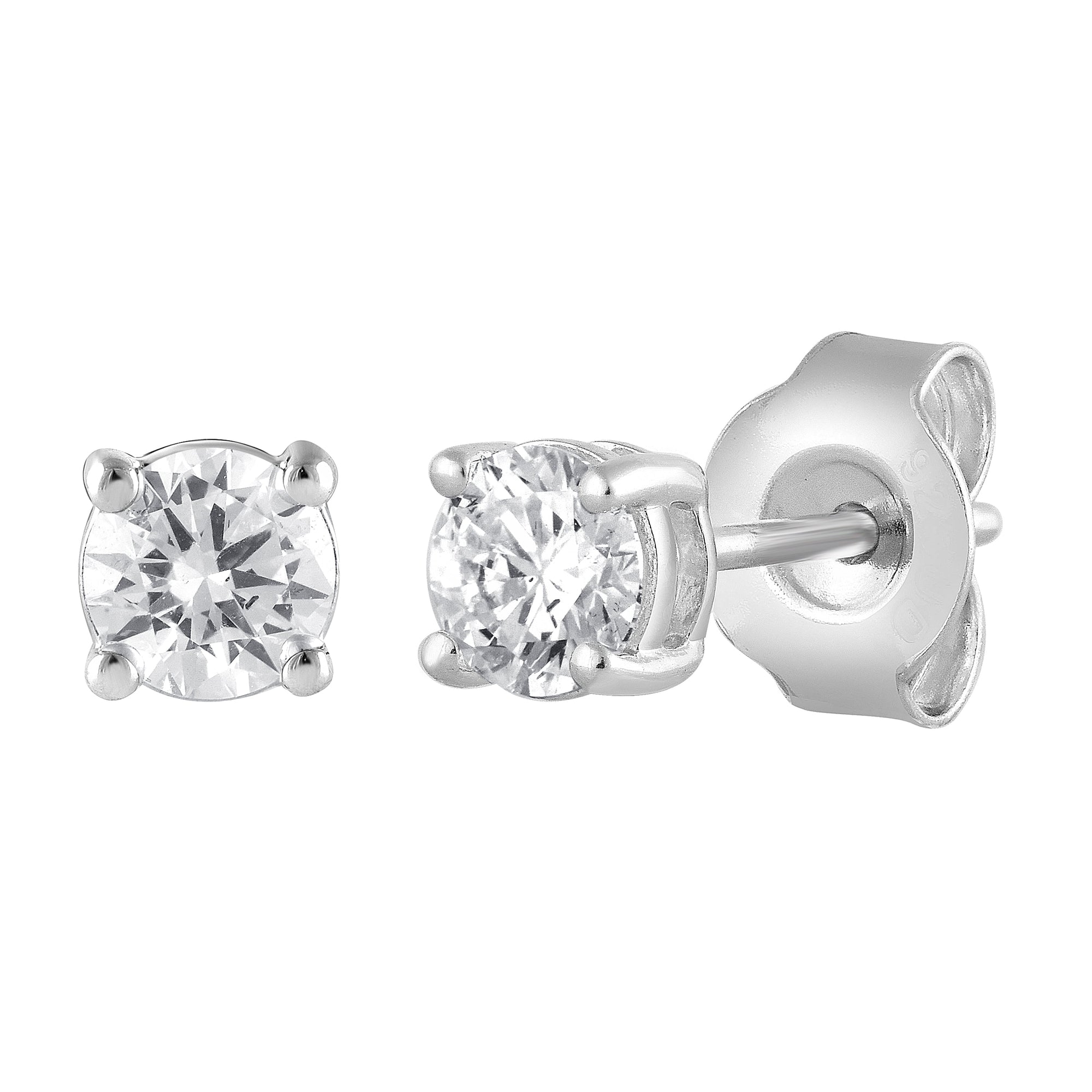 Womens | 0.50 CT Round Cut Lab Grown Diamond | Solitaire Stud | 10K White Gold | H-I-SI3/I1