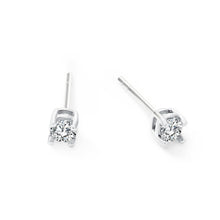 Womens | 0.25 CT Round Cut Lab Grown Diamond | Solitaire Stud | Sterling Silver | F-VS2