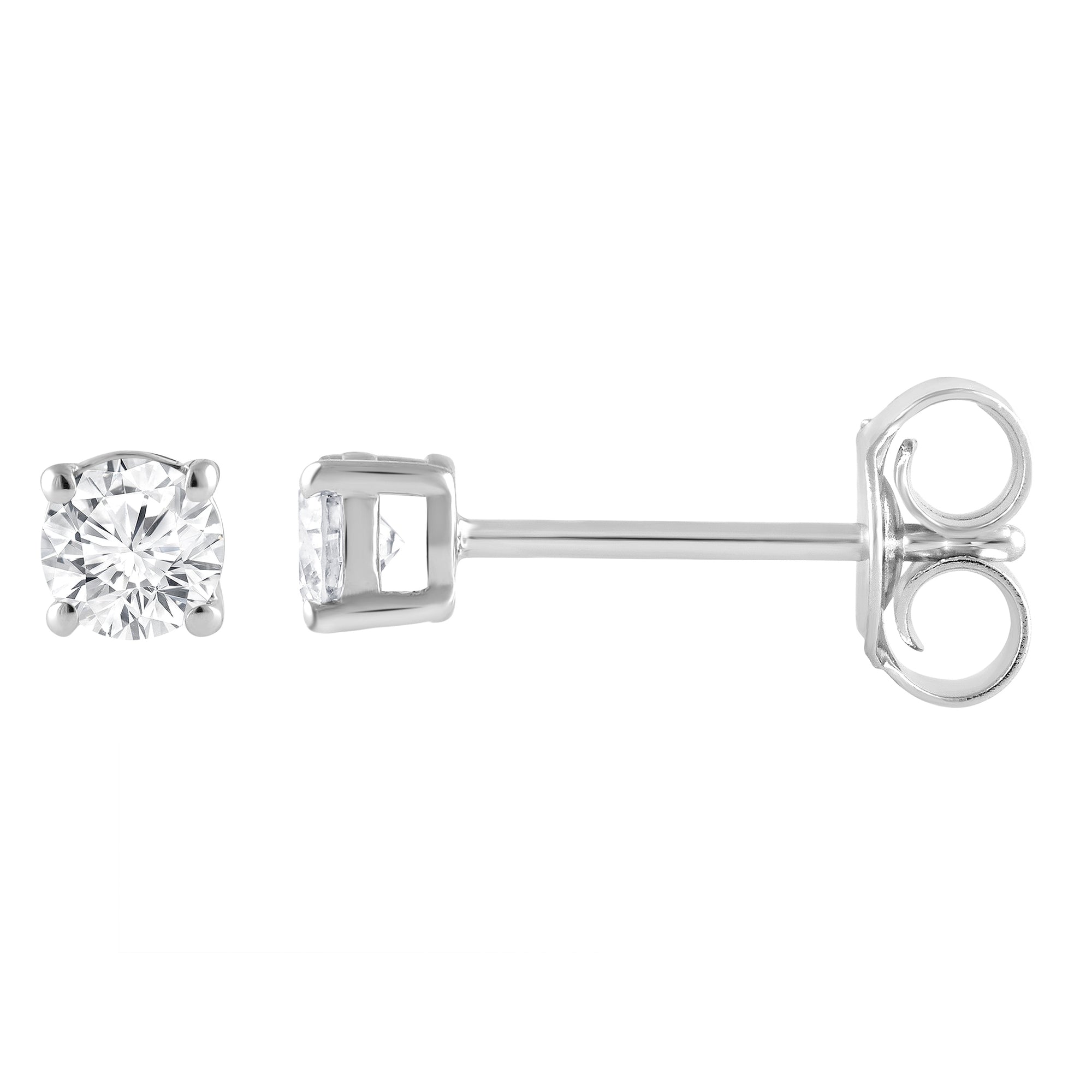 Womens | 0.25 CT Round Cut Lab Grown Diamond | Stud Earrings | 10K White Gold | J-SI-I1