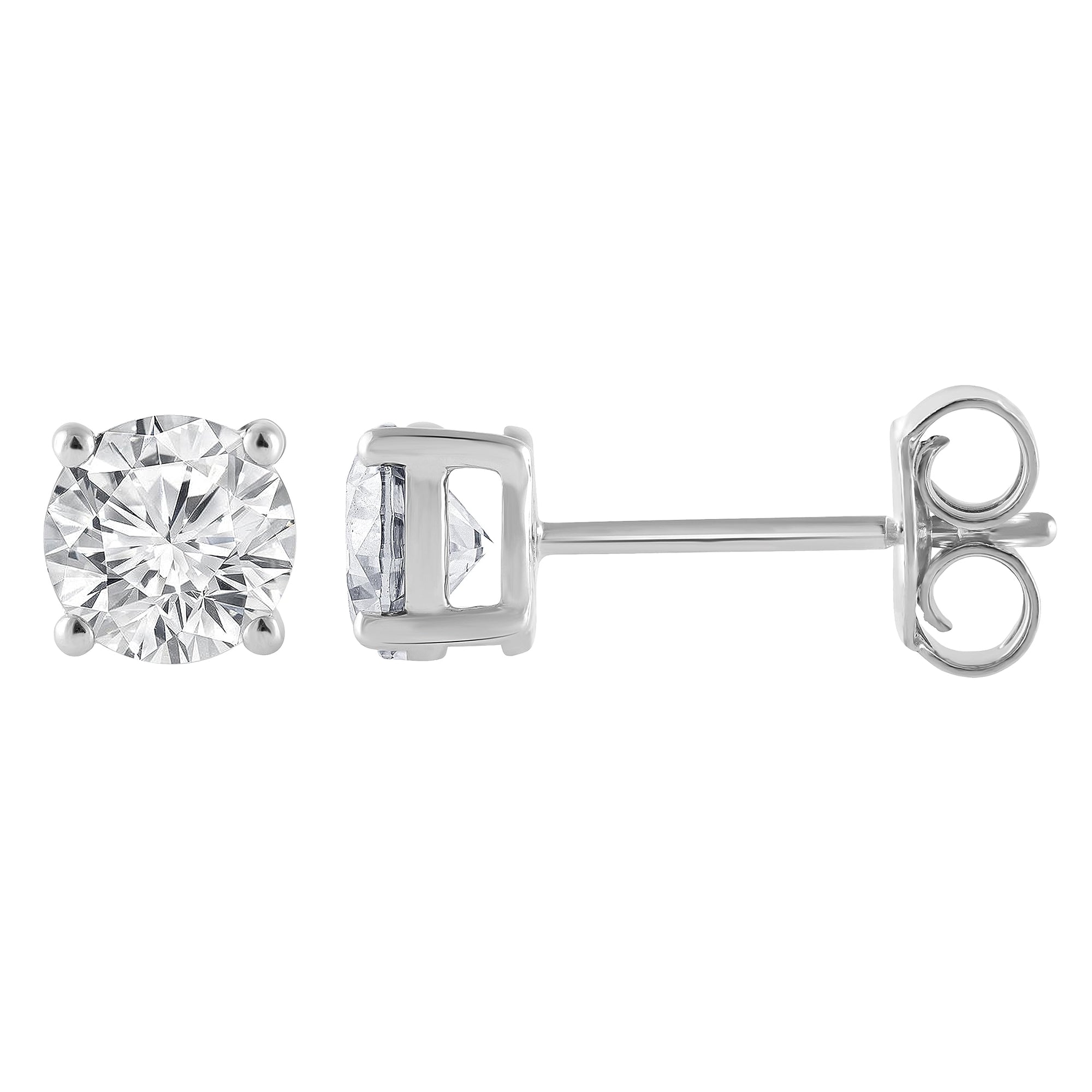 Womens | 1.00 CT Round Cut Lab Grown Diamond | Stud Earrings | 10K White Gold | J-SI-I1