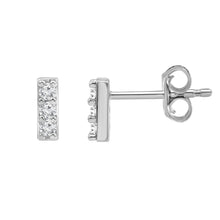 Womens | 0.15 CT Round Cut Lab Grown Diamond | Bar Stud | Sterling Silver | I-J-I1