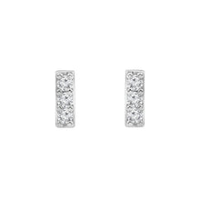 Womens | 0.15 CT Round Cut Lab Grown Diamond | Bar Stud | Sterling Silver | I-J-I1