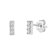 Womens | 0.15 CT Round Cut Lab Grown Diamond | Bar Stud | Sterling Silver | I-J-I1