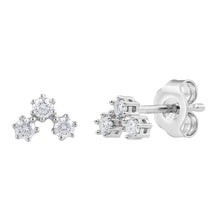 Womens | 0.15 CT Round Cut Lab Grown Diamond | 3 Stone Stud | Sterling Silver | I-J-I1
