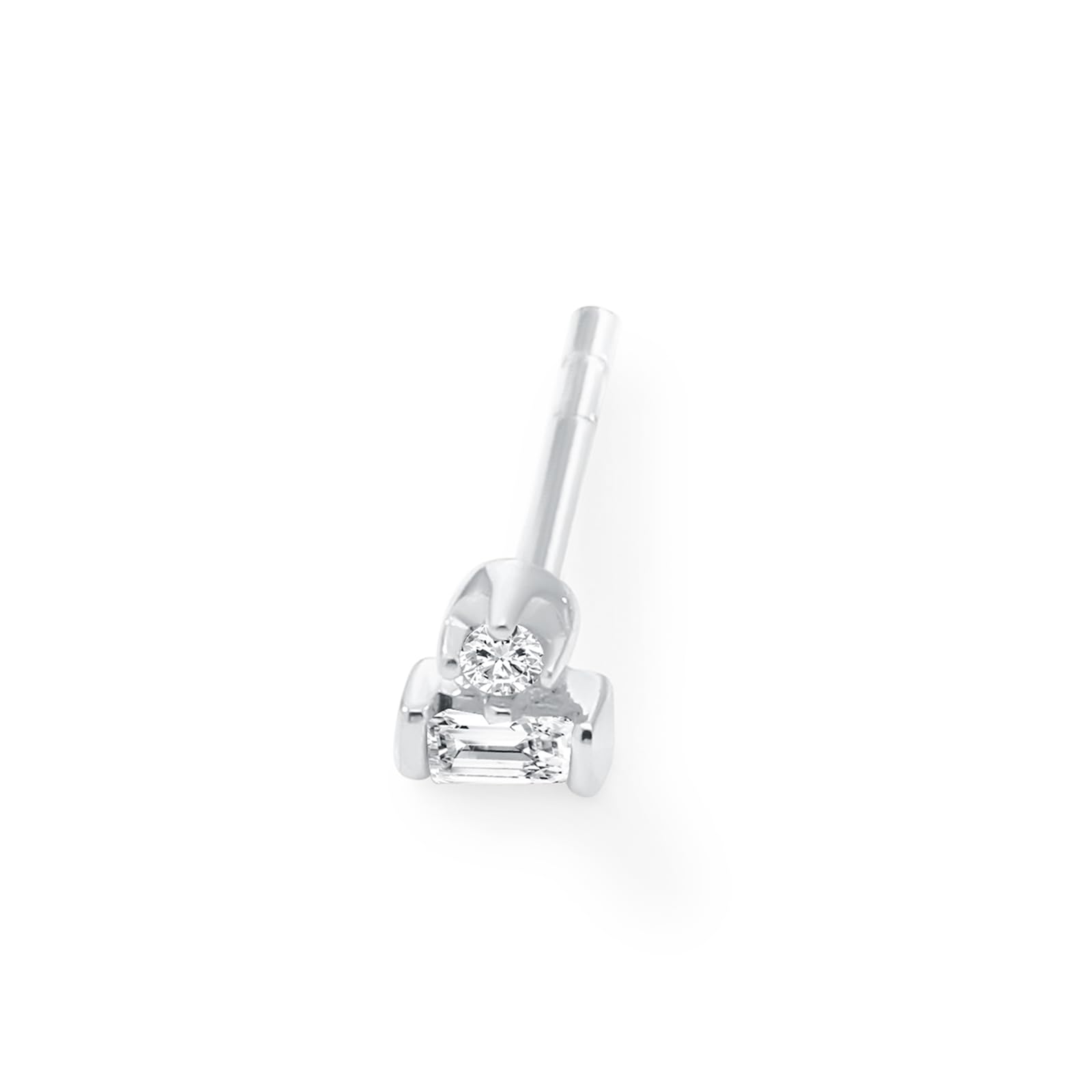 Womens | 0.10 CT Round Cut Lab Grown Diamond | 3 Stone Stud | Sterling Silver | I-J-I1