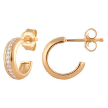 Womens | 0.15 CT Round Cut Lab Grown Diamond | Half Hoop Stud | 10K Yellow Gold | G-SI