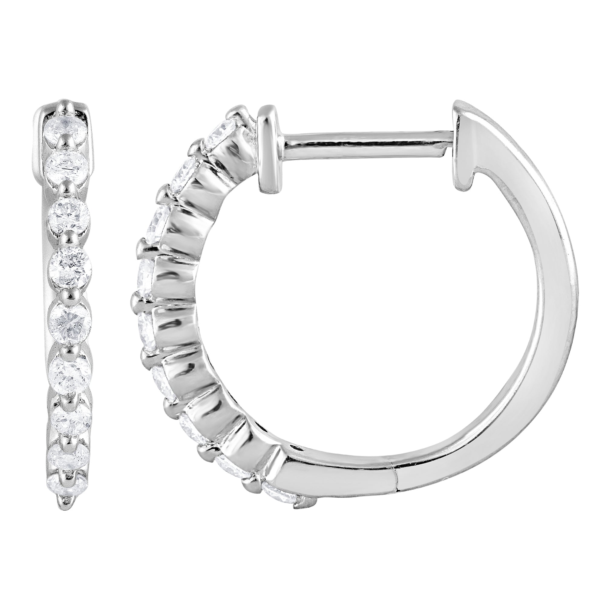 Womens | 0.25 CT Round Cut Lab Grown Diamond | Hoop Earring | Sterling Silver | H-I-SI-I1