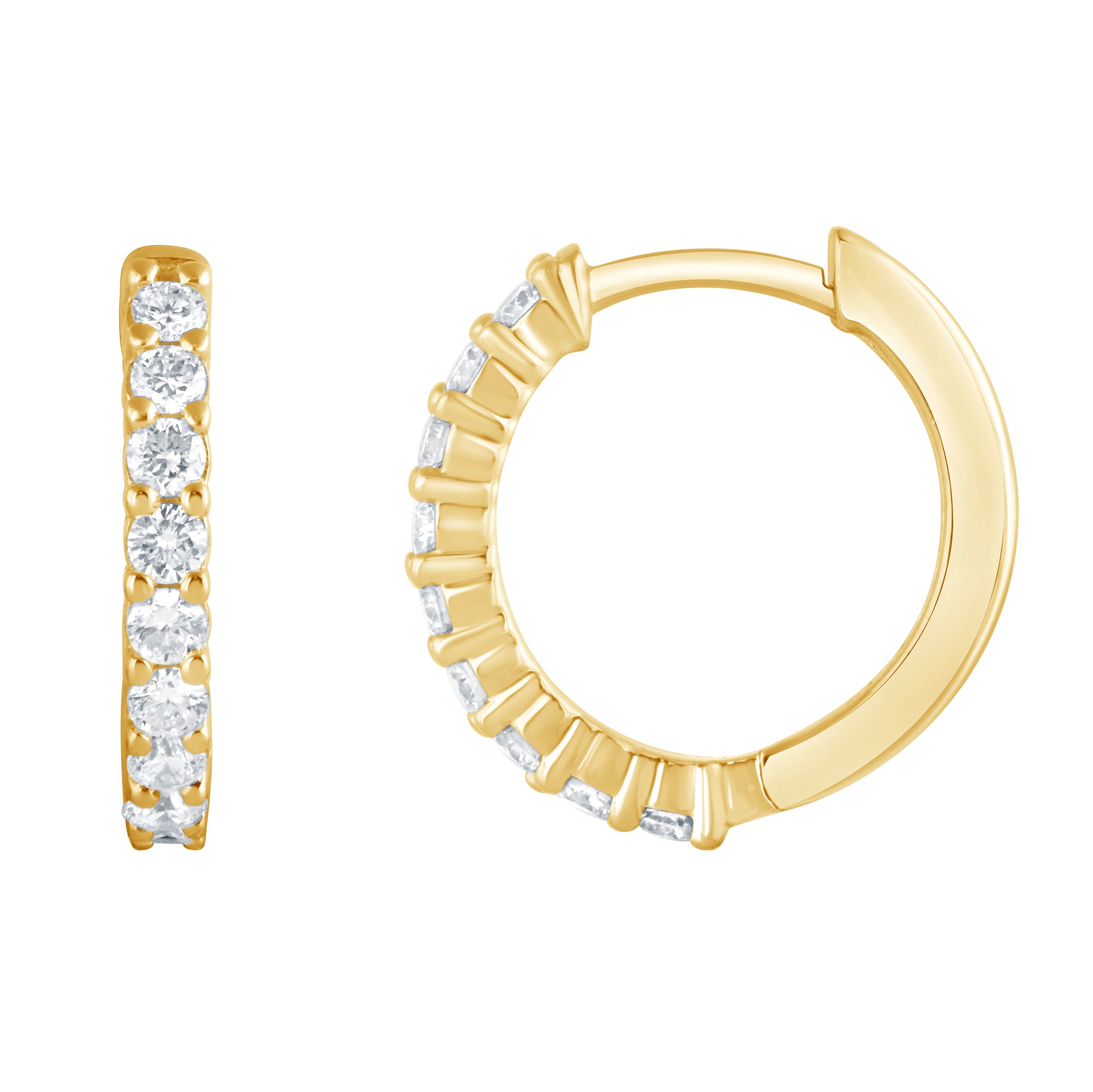 Womens | 0.50 CT Round Cut Lab Grown Diamond | Huggie Earrings | Yellow Gold Plated Sterling Silver | H-I/SI3-I1