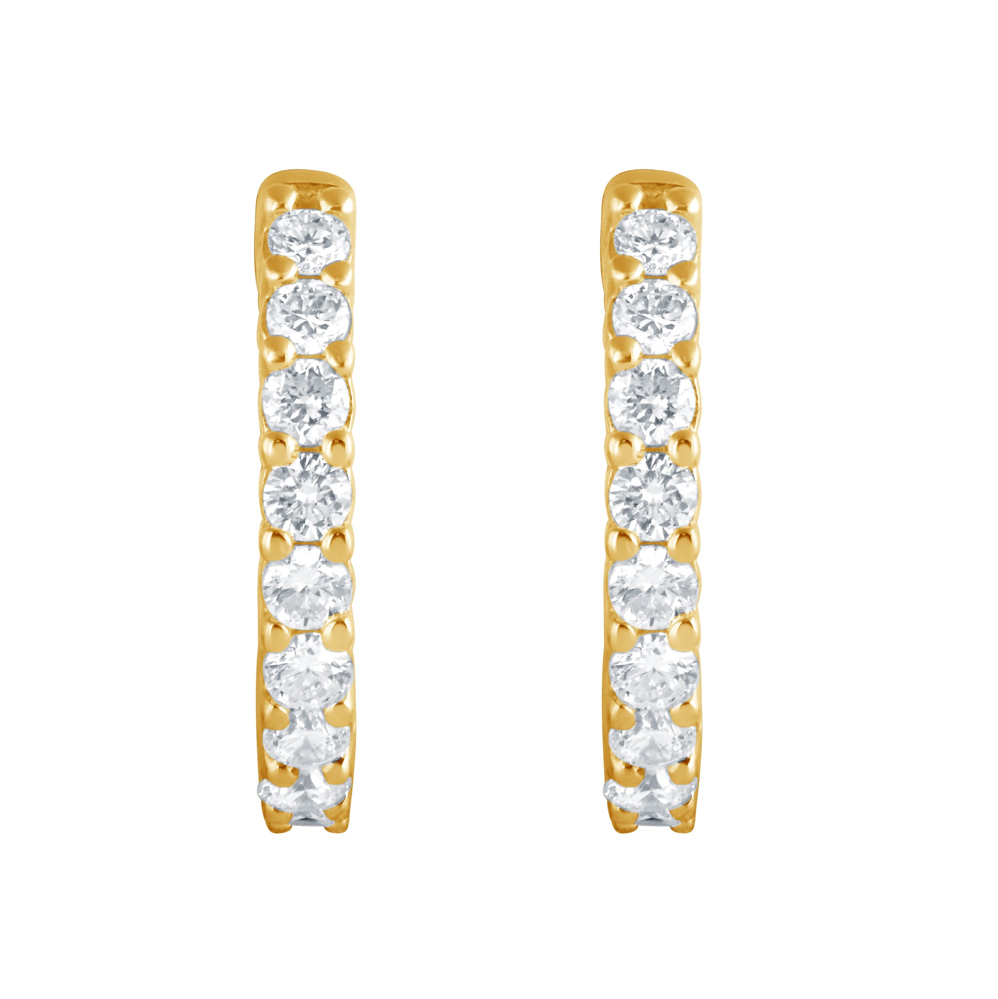 Womens | 0.50 CT Round Cut Lab Grown Diamond | Huggie Earrings | Yellow Gold Plated Sterling Silver | H-I/SI3-I1