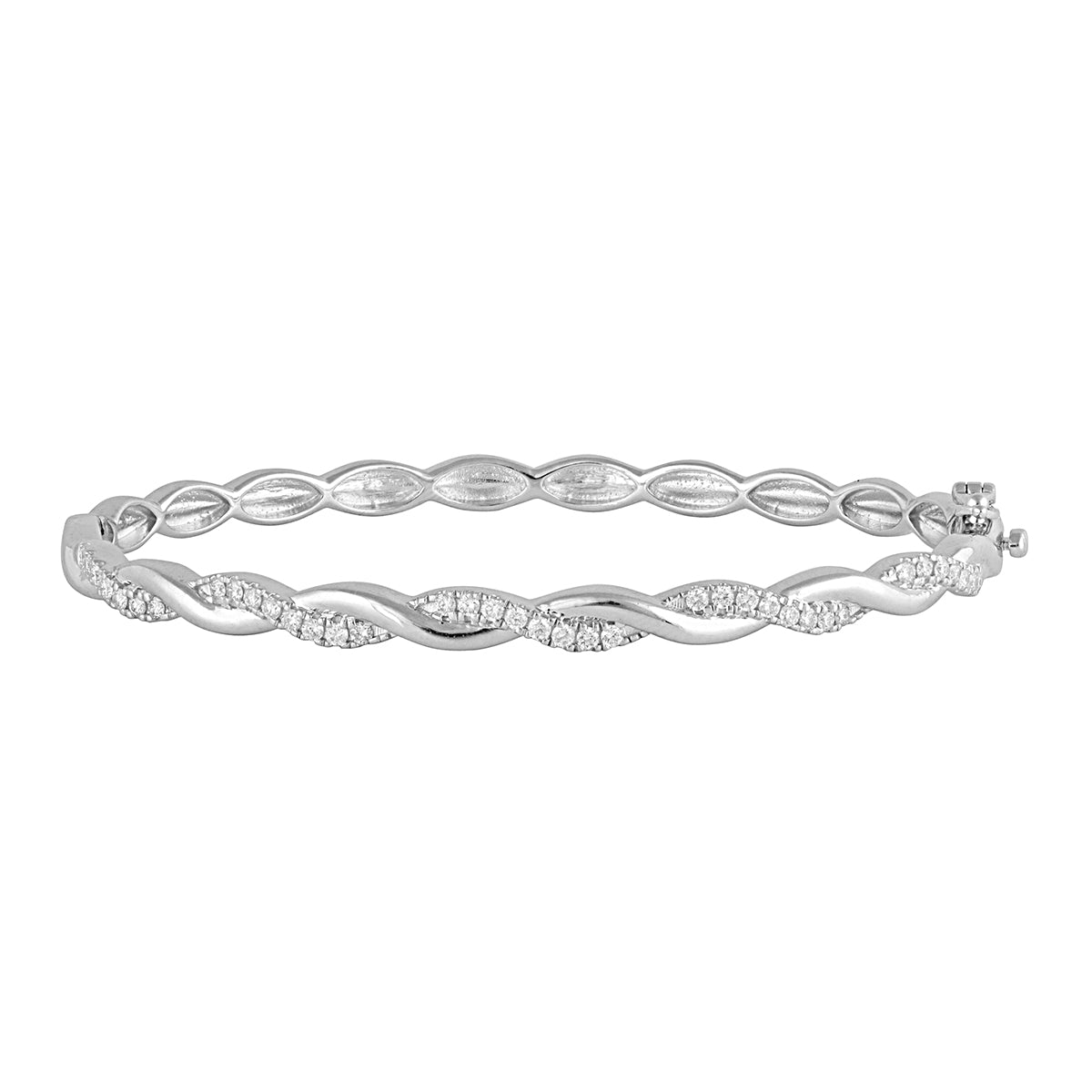 Womens | 0.50 CT Round Cut Lab Grown Accent Diamond | Bangle Bracelet | Sterling Silver | J-K-I1/I2
